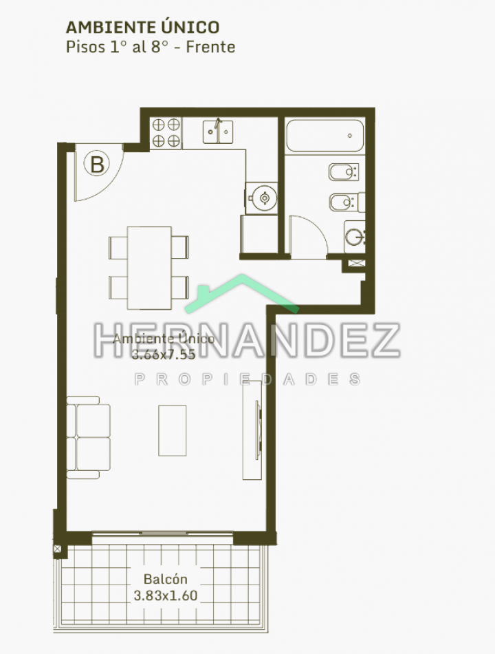 Venta de departamento Monoambiente Moron sur